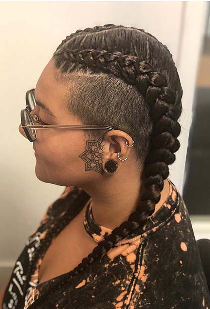 Boxer Braids with Shaved Sides