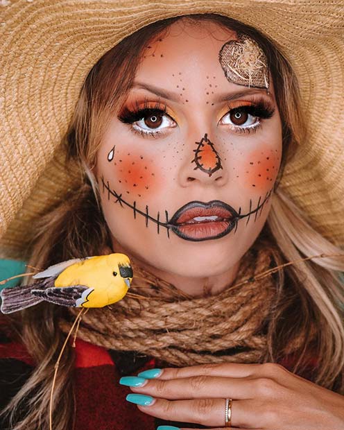 Burlap Scarecrow Makeup and Costume