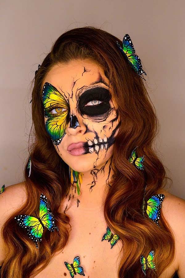 Butterfly Skull Makeup Look for Halloween