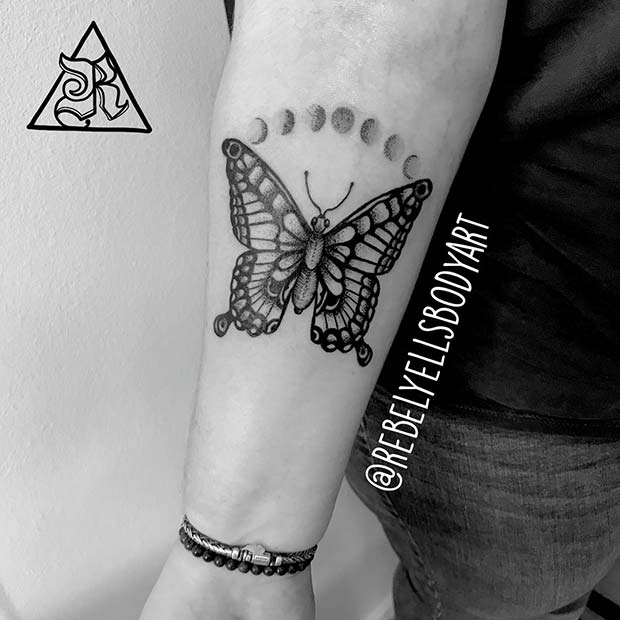 Butterfly Moon Tattoo  Discreet tattoos Pretty tattoos Tattoos for women