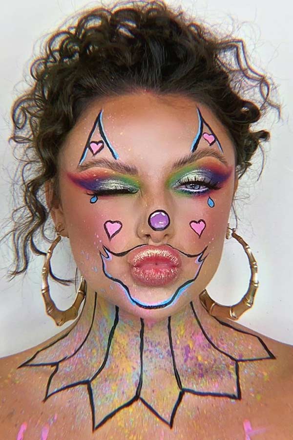 Colorful and Cute Clown Makeup