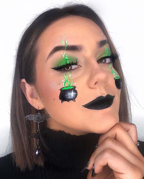 Cute and Simple Cauldron Witch Makeup