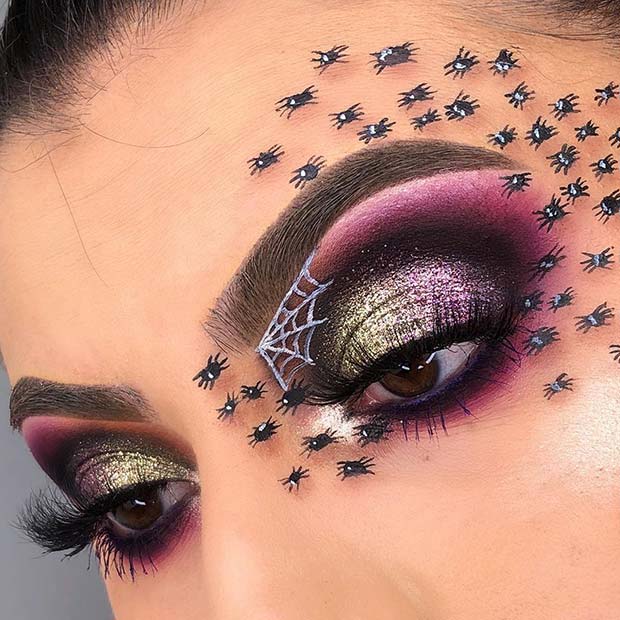 Glam Eye Makeup with Tiny Spiders