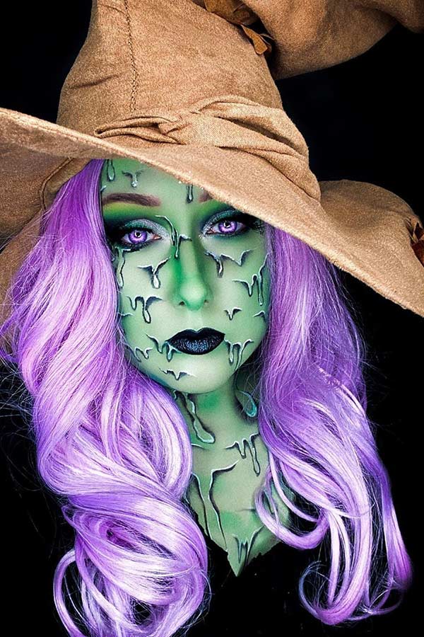 Green Melting Witch with Purple Eyes