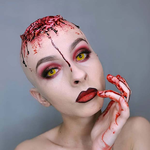 Horrifying Zombie Makeup with a Brain