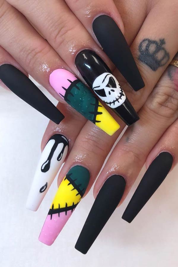 Jack and Sally Coffin Nails