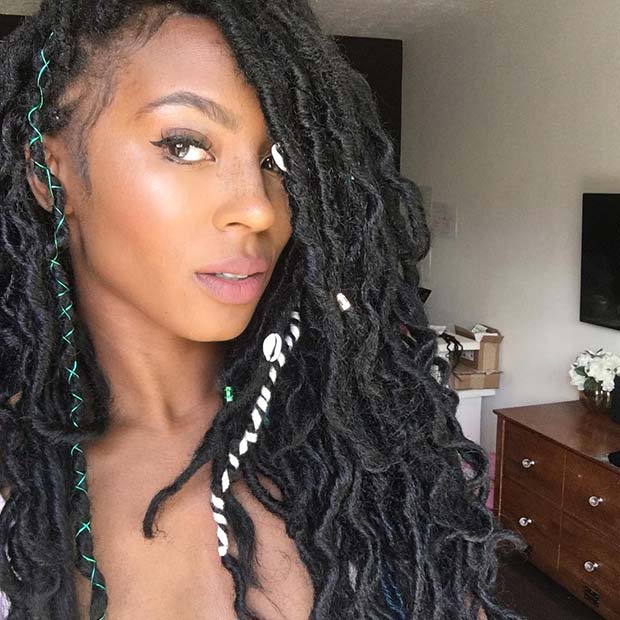 Textured Locs with Shells and Cords
