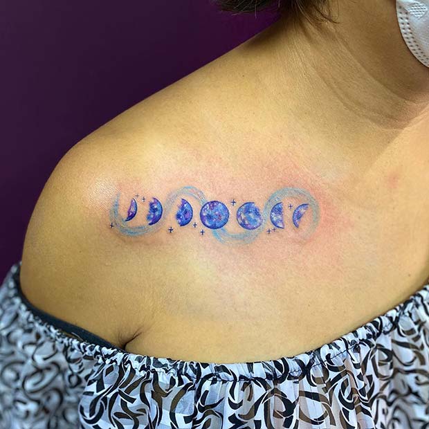 25 Phases Of The Moon Tattoos on Spine