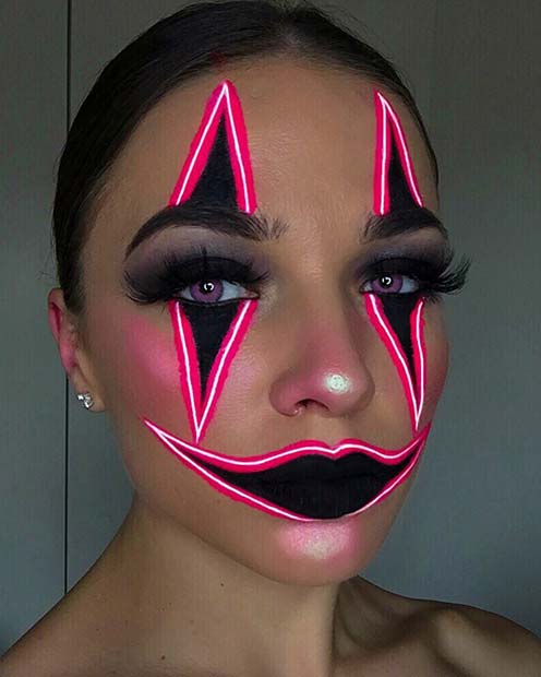 Neon Clown Makeup Idea 