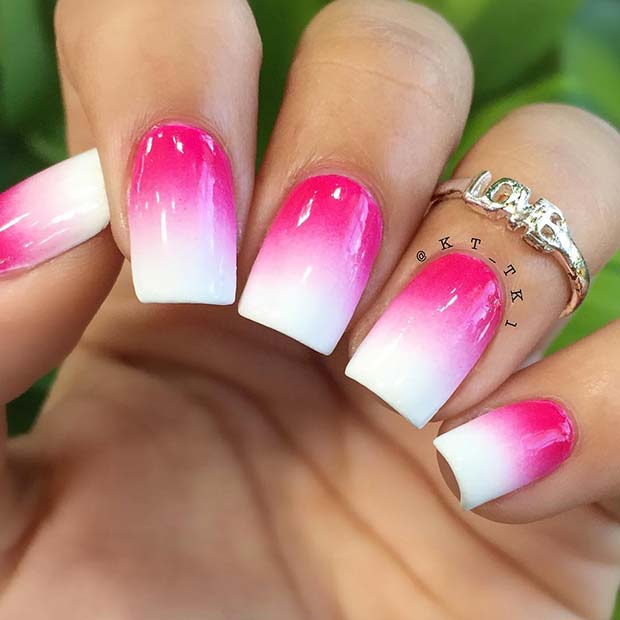 Pink and White Ombre Nails