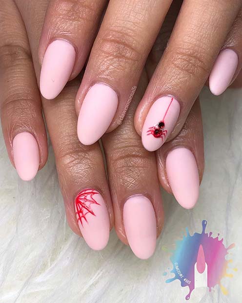 Red and Pink Spider Nails