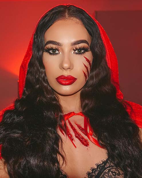 Scary Red Riding Hood Makeup Idea