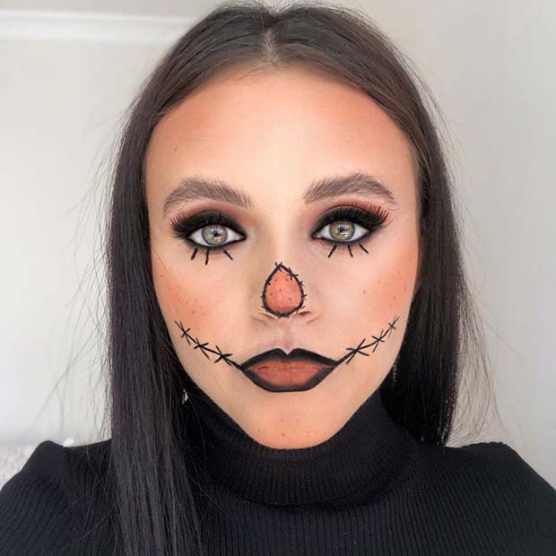 Simple Scarecrow Halloween Makeup