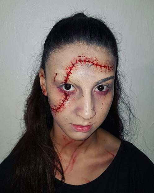 Simple and Creepy Halloween Makeup Idea