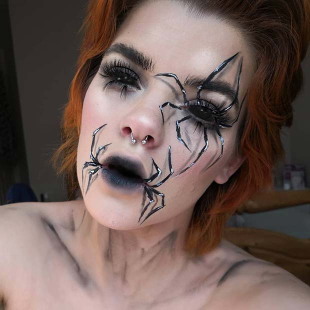 Spider Illusion on Eyes and Lips