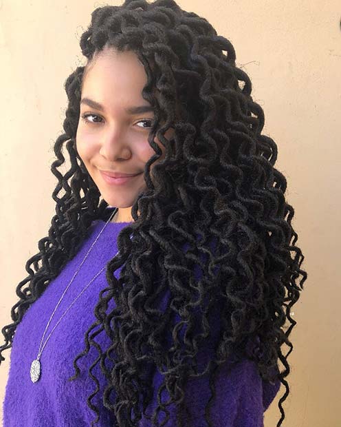 Long and Curly Faux Locs