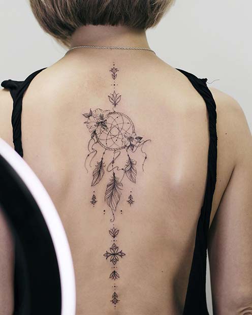 Stunning Spine Back Tattoo