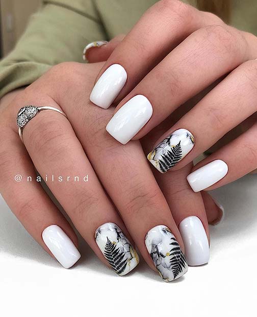 Trendy Nail Art with Palm Leaves