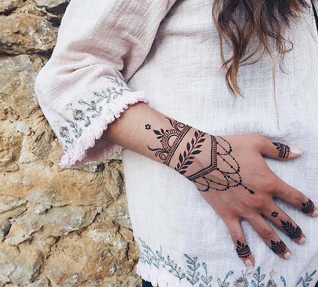 Trendy Henna Hand Design