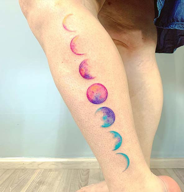 Moon Phases Tattoo on Spine - Best Tattoo Ideas Gallery