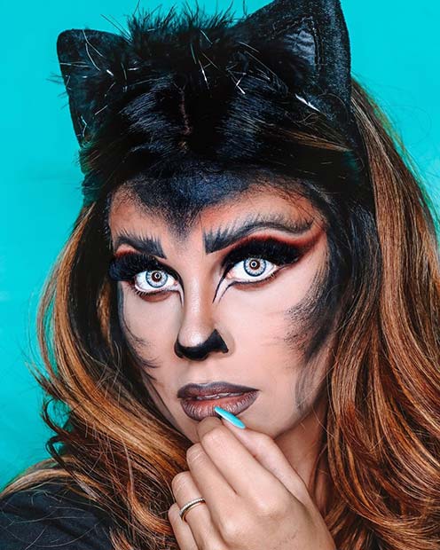Black Cat Makeup Idea for Halloween