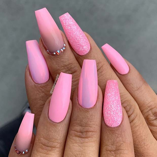 Bright Pink Acrylic Nails