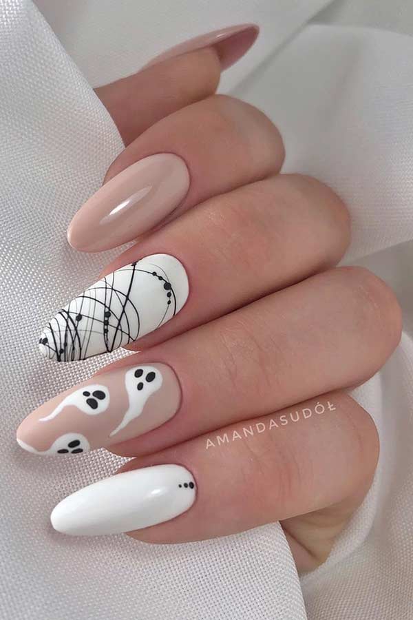 Cute Ghost Nail Design for Halloween