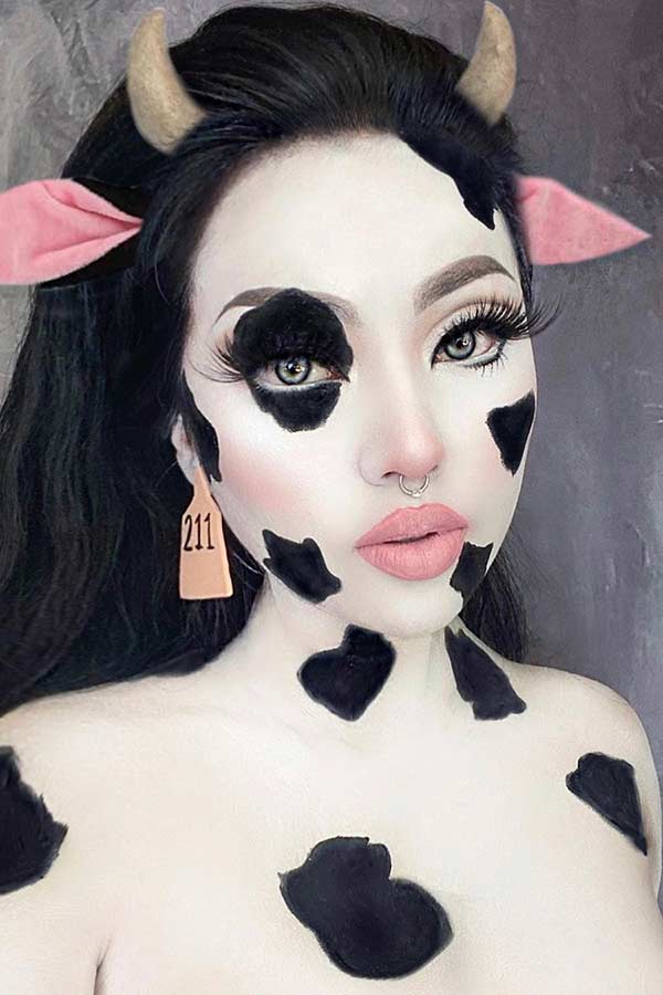 Cute Halloween Cow Makeup