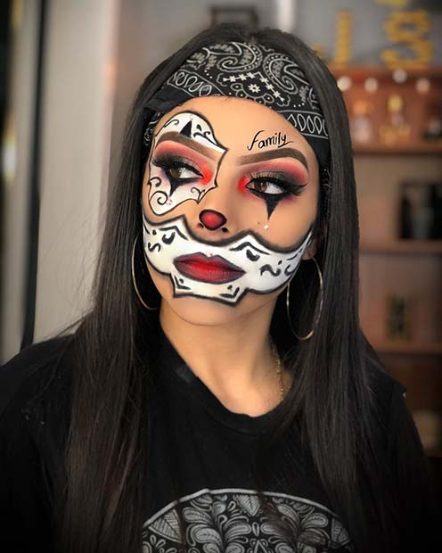 Gangster Clown Halloween Makeup Look