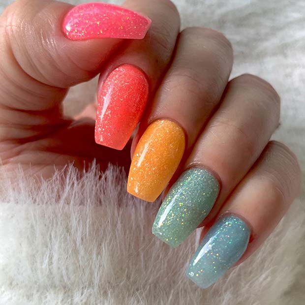 Glitter Rainbow Nails