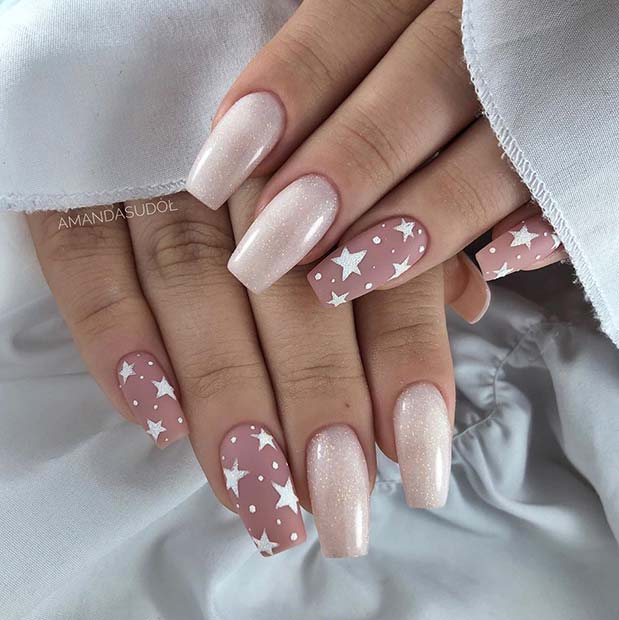 Nude Nails with Stars