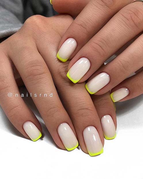 Light Nails with Yellow Tips