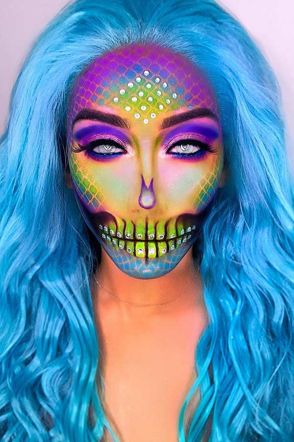 Mermaid Skull Halloween Makeup