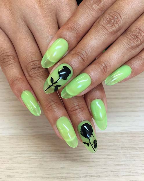 Neon Green Jelly Nails