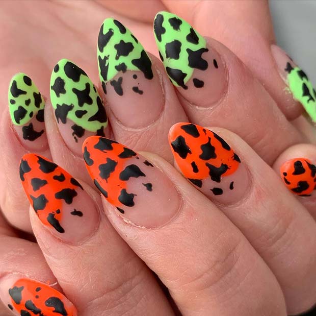 Neon Leopard Print Nails