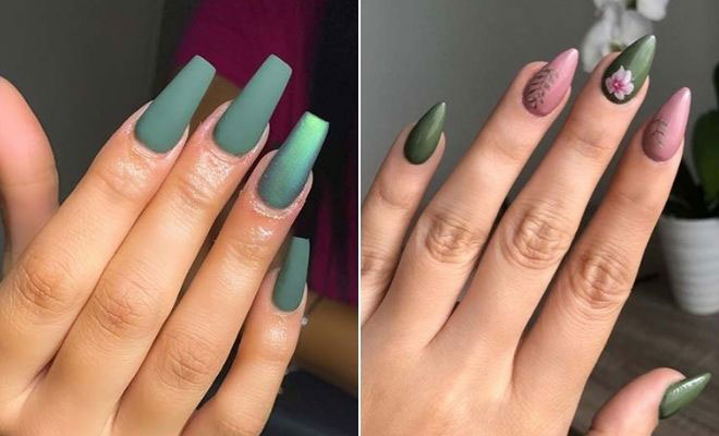 2. Matte Olive Green Coffin Nails - wide 1