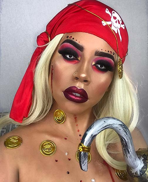 Pirate Makeup with Gold Coins