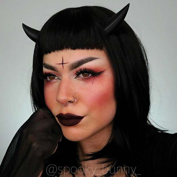 Simple Black Devil Makeup