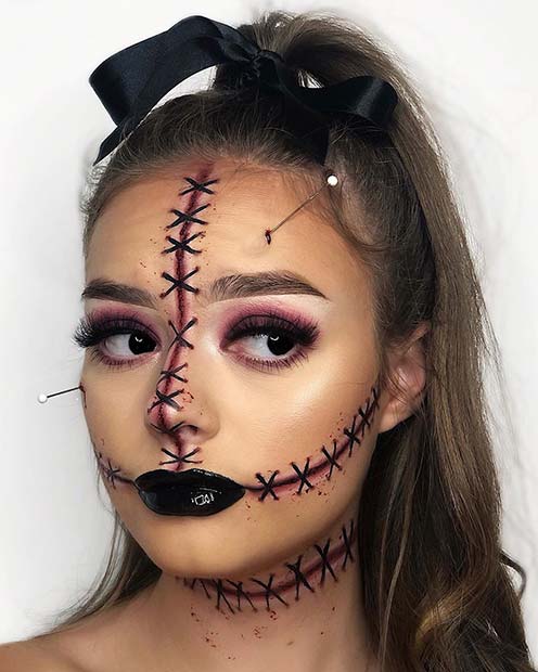 Stitched Doll Halloween Makeup