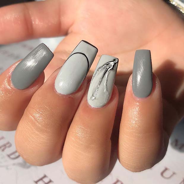 light gray nail designs