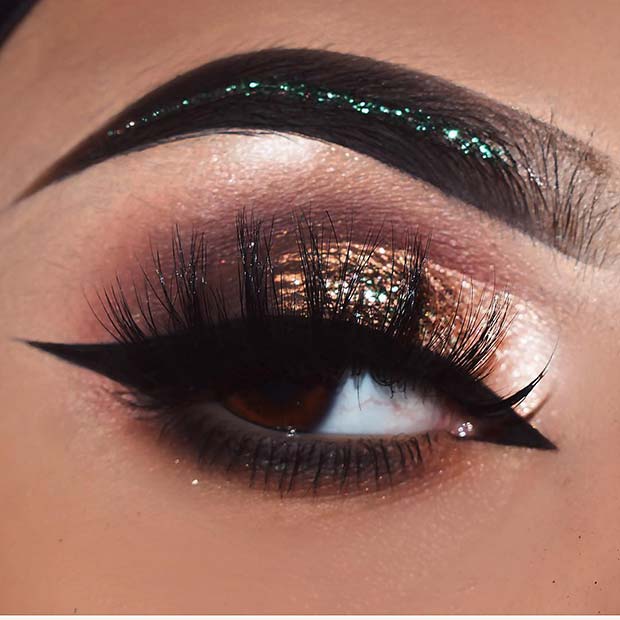 Glitter Eyes with Sparkly Eyebrows
