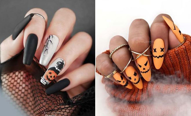5. Orange and Black Halloween Nails - wide 6