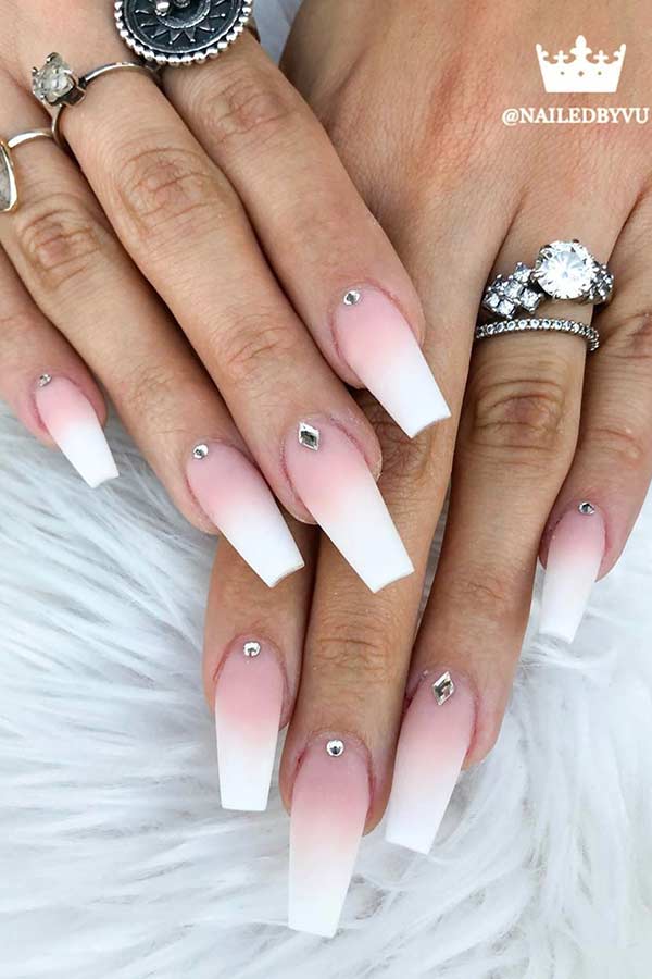 Matte French Ombre Coffin Nails