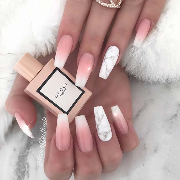 Elegant Ombre and Marble Nails