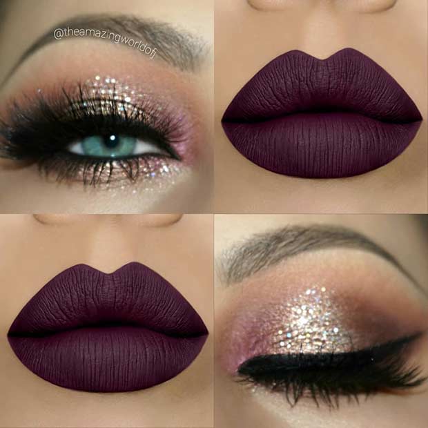 Shimmery Eyes and Bold Matte Lips