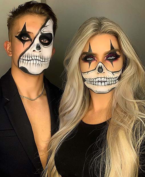 Skeleton Clowns Couples Costumes