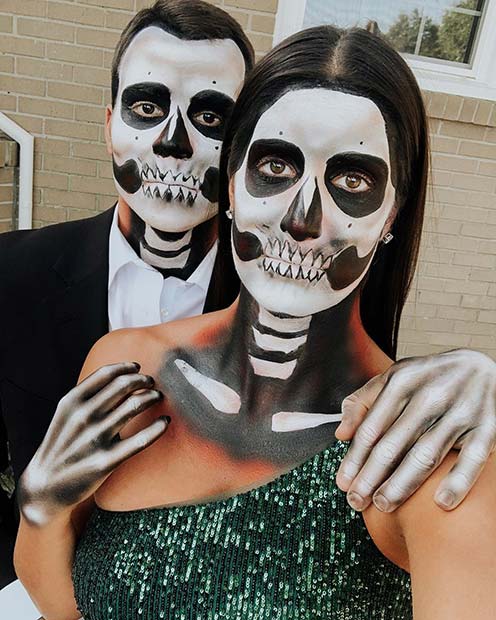 Skull Halloween Makeup for Couples