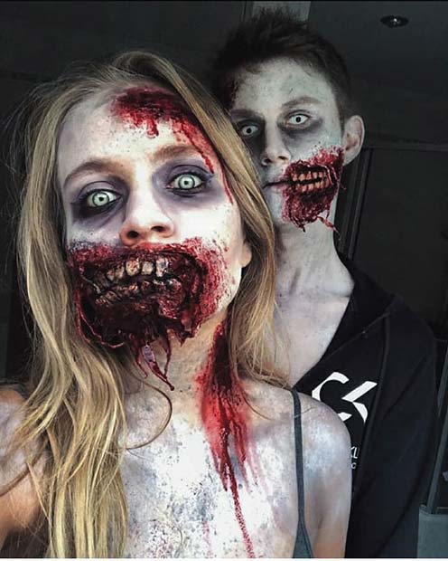 Zombie Couples Makeup Idea for Halloween 