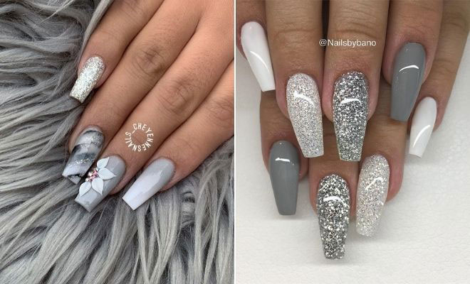 light grey ombre nails