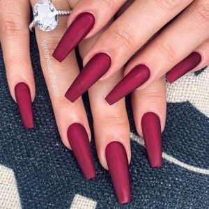 23 Beautiful Ways to Rock Red Coffin Nails - StayGlam